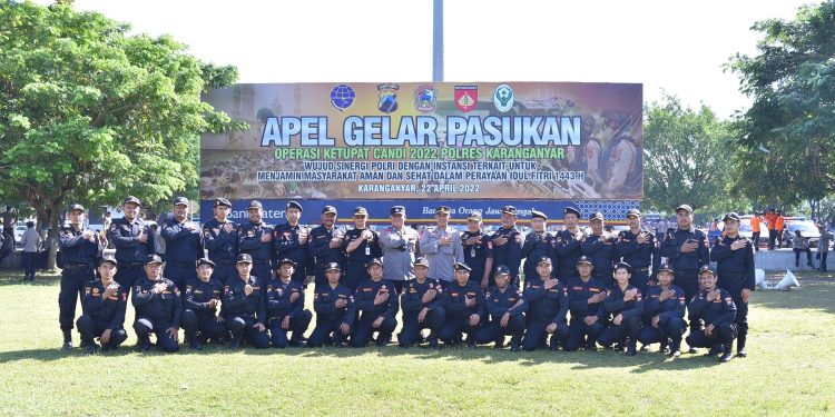 Senkom Mitra Polri Karanganyar Apel Gelar Pasukan Dalam Rangka Operasi Ketupat Candi 2022